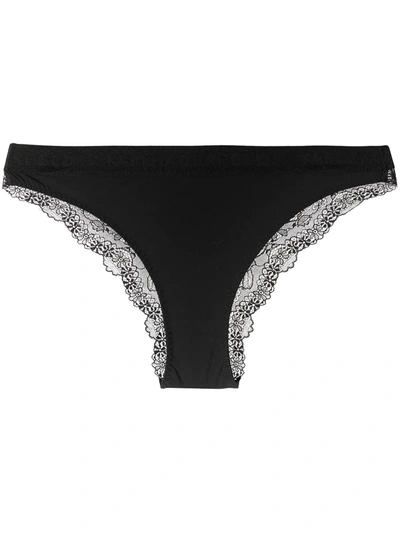 Karl Lagerfeld Pack Of Two Lace Trim Briefs In Black