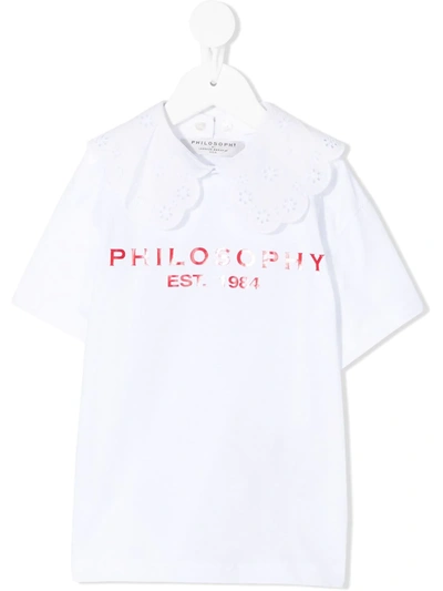 Philosophy Di Lorenzo Serafini Teen Embroidered Bib Logo T-shirt In White