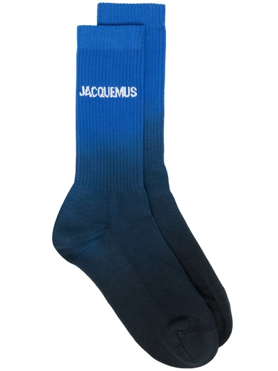 Jacquemus Logo-detail Gradient Socks In Blue