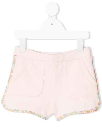 Bonpoint Kids' Liberty-print Trim Fleece Shorts In Pink