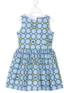 Simonetta Geometric-print Empire-line Sleeveless Dress In Blue
