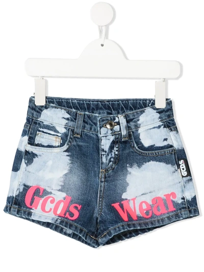 Gcds Teen Logo-print Denim Shorts