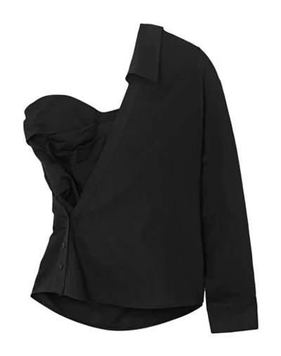 Rta Chiara Corset Linen-blend Shirt In Black
