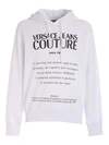 VERSACE JEANS COUTURE LOGO LABEL PRINT SWEATSHIRT IN WHITE