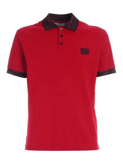 Versace Jeans Couture Lettering Logo Detail Polo Shirt In Red