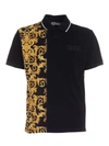 VERSACE JEANS COUTURE BAROQUE LOGO POLO SHIRT IN BLACK