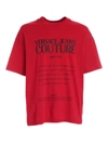 VERSACE JEANS COUTURE LABEL PRINT T-SHIRT IN RED