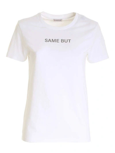 Moncler White Slogan-print Crew-neck T-shirt