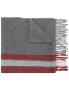 Bally Striped Wool-cashmere Scarf In Grey