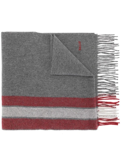 Bally Striped Wool-cashmere Scarf In Grey