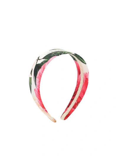Dolce & Gabbana Kids' Camellia Print Hairband In Multicolour