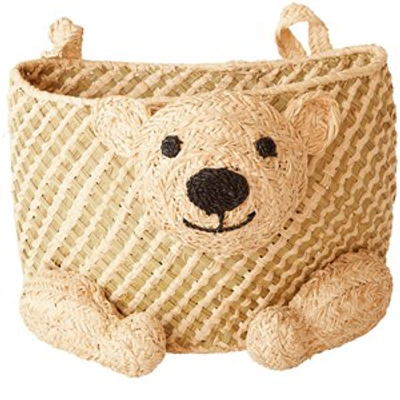 Rice A/s Seagrass Hanging Storage Baskets In Bear Shape In Cream