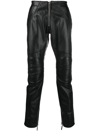 Just Cavalli Leather Biker Trousers In Black