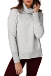 90 Degree By Reflex Funnel Neck Thumbhole Sleeve Pullover In Htr.grey