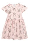 Harper Canyon Kids' Pocket T-shirt Dress In Pink Seashell Bunny
