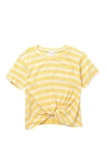 Nordstrom Kids' Knot Front T-shirt In Ivory Egret- Yellow Stripes
