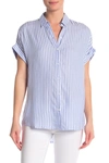 Beachlunchlounge Spencer Striped Short Sleeve Camp Shirt In Blue