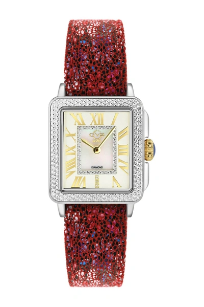 Gevril Gv2 Padova Diamond Leather Strap Watch, 27mm X 30mm In Red Multi