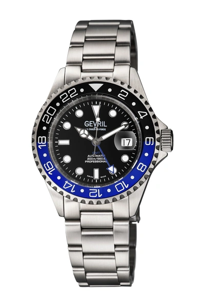 Gevril Wall Street Swiss Automatic Diver Bracelet Watch, 43mm In Silver