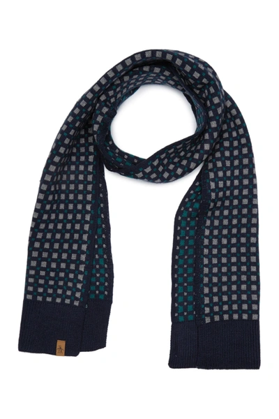Original Penguin Jacquard Knit Reversible Scarf In Dark Sapphire