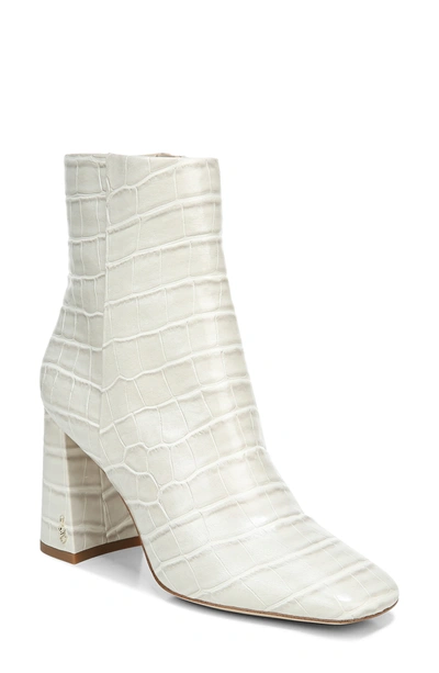 Sam Edelman Codie Square Toe Bootie In Modern Ivory Leather