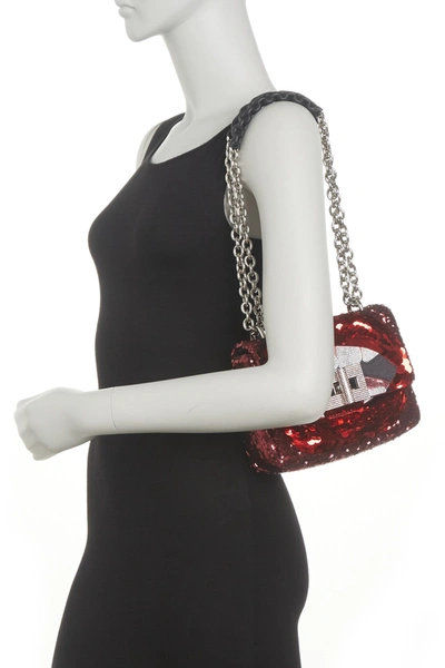Tom Ford Soft Maxy Lip Sequin Shoulder Bag In Red