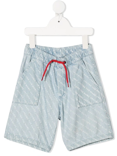 Marc Jacobs Kids' Logo-print Drawstring Shorts In Blue