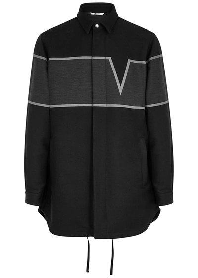 Valentino Black Logo-jacquard Cotton Overshirt In Grey