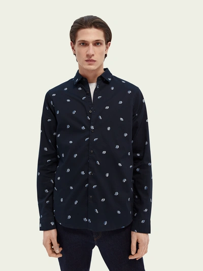 Scotch & Soda Printed Regular Fit Shirt In Black