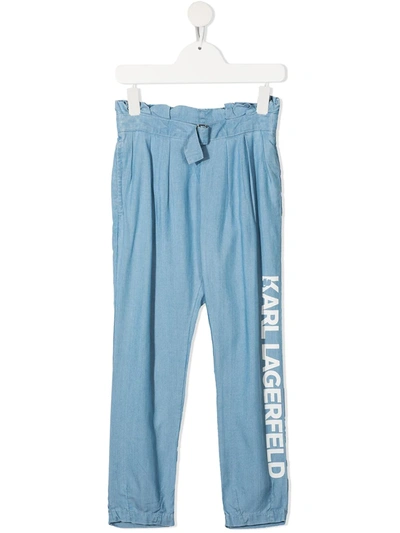 Karl Lagerfeld Teen Lyocell Paperbag-waist Trousers In Blue