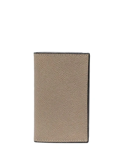 Valextra Onda Pebbled-effect Card Case In Neutrals