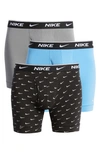 Nike Dri-fit Everyday Assorted 3-pack Performance Boxer Briefs In Swoosh Print
