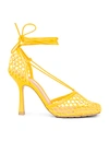 Bottega Veneta Stretch Square-toe Ankle-strap Mesh Pumps In Egg Yolk