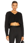 ALEXANDER WANG T CROPPED V NECK SWEATER,TBBY-WK114