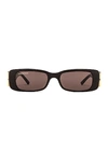 Balenciaga Logo Rectangle Acetate Sunglasses In Black