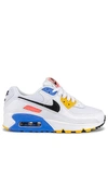 Nike Air Max 90 Colour Block Sneakers In White  Black Pure Platinum & Solar Flare
