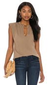 Frame Padded-shoulder V-neck Tee In Desert