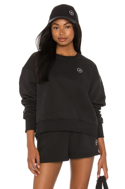 Adidas By Stella Mccartney Logo Cotton-blend Jersey Sweatshirt In Black