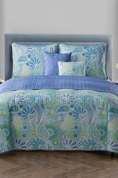 Vcny Home Harmony Reversible Blue Paisley Quilt Set
