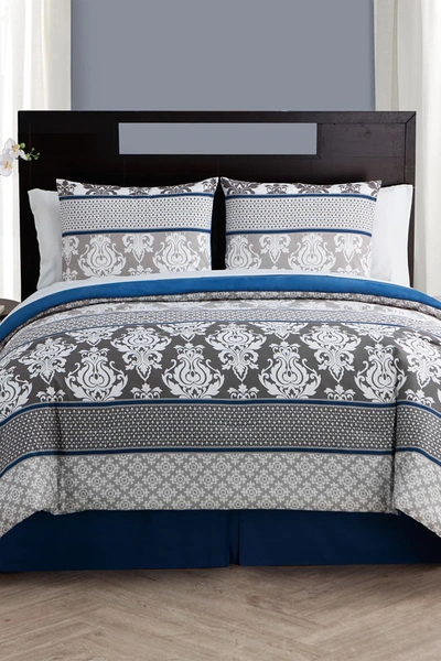 Vcny Home Beckham Blue Damask Bed-in-a-bag Comforter Set