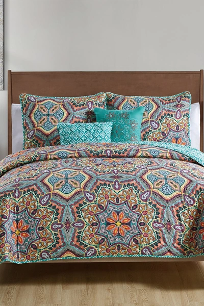 Vcny Home Yara Reversible Medallion Quilt Set In Aqua
