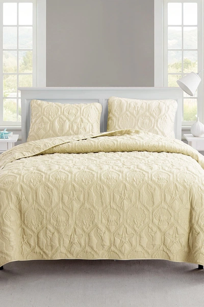 Vcny Home Shore Embossed Quilt Set In Tan