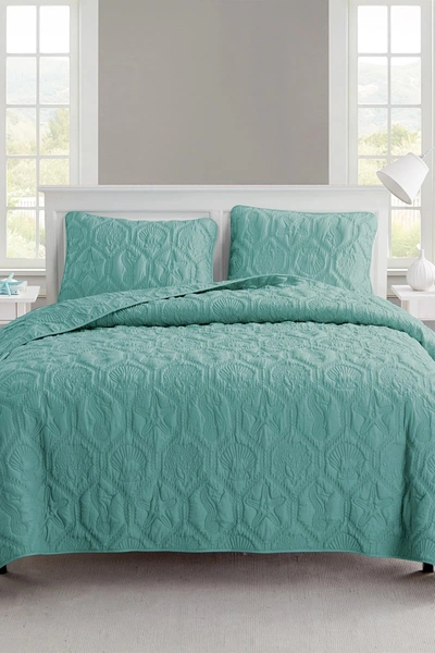 Vcny Home Shore Embossed Quilt Set In Blue