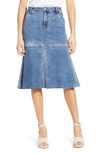 Wash Lab Denim Trumpet Skirt In Crushed Blue
