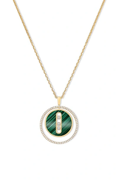 Messika Lucky Move Malachite & Diamond Pendant Necklace In Yellow Gold