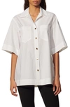 Sandro Short Sleeve Cotton Button-up Shirt In White