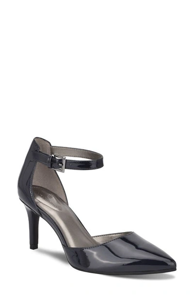 Bandolino Ginata Pointed Toe Ankle Strap Pump In Navy Patent