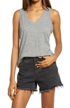 Madewell Whisper Shout Cotton V-neck Tank In Heather Iron