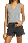 Madewell Whisper Shout Cotton V-neck Tank In Hthr Iron