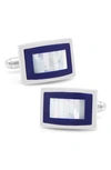 CUFFLINKS, INC RECTANGLE MOTHER-OF-PEARL & LAPIS CUFF LINKS,BL-3080-LP